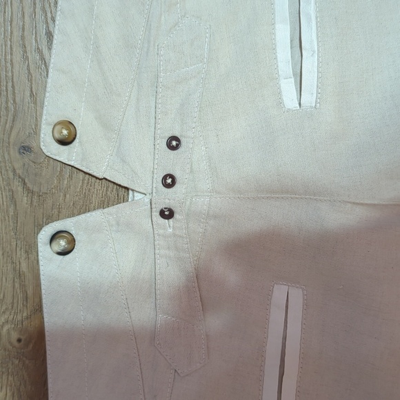 Burning Torch Drop Crotch  Cotton Linen Trouser in Oatmeal Beige S - Picture 9 of 10